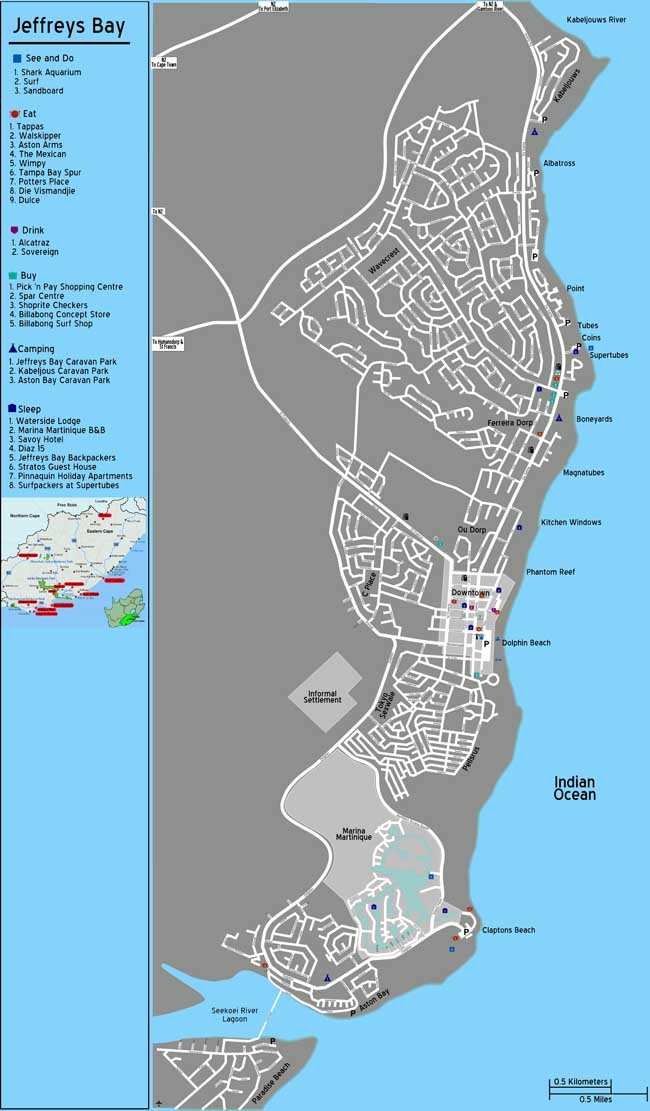 Jeffreys Bay map