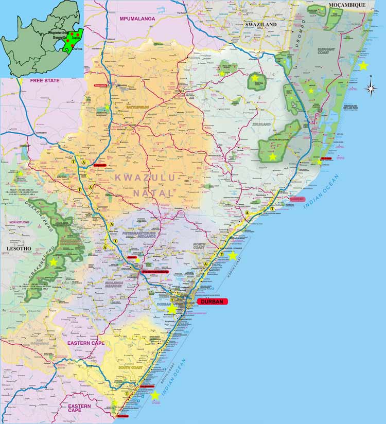 kwazulu natal map