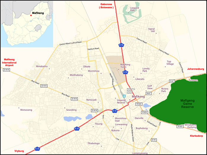 Mafikeng map