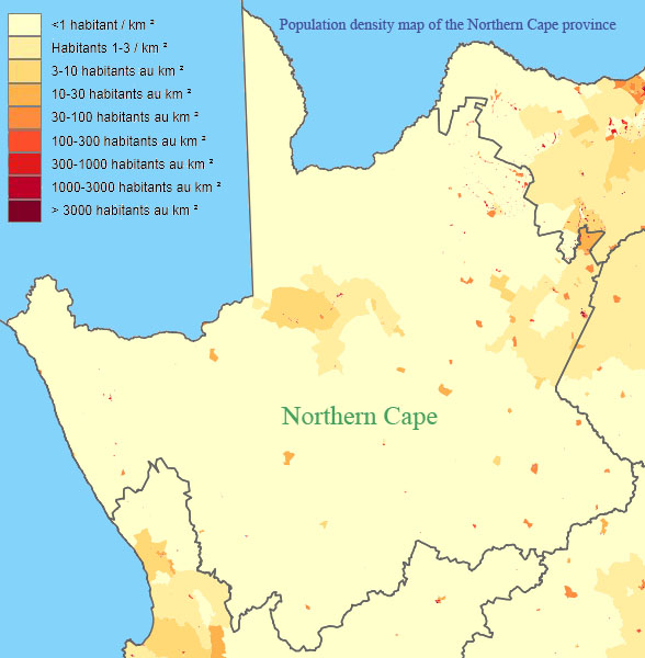 map of population density in the Northern Cape