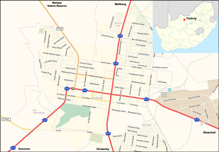 Vryburg map